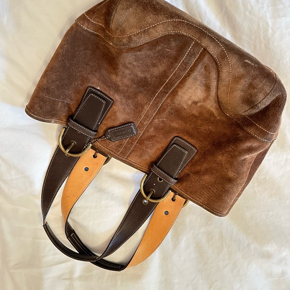 Coach brown suede handbag - Picture 4 of 4